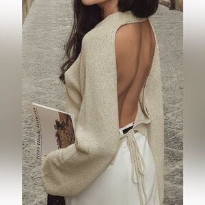 Open Back Knitted Lacing Sweater